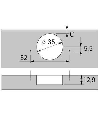 Sensys 110° sisäpuolinen sarana integroidulla vaimentimella 52 x 5.5 mm - Image 3